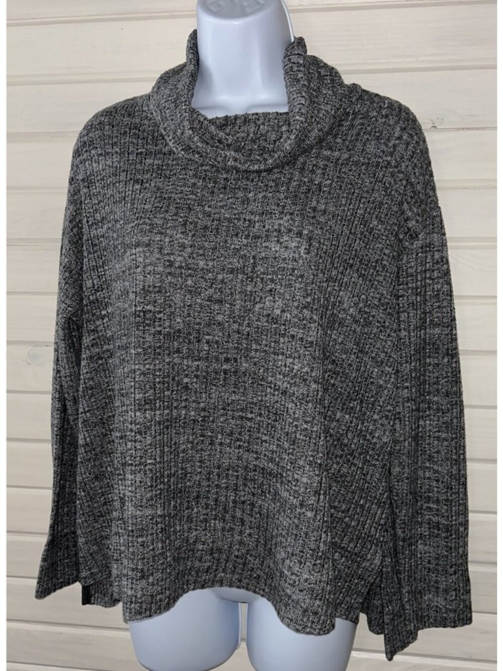 Maeve By Anthropologie Sz XS Gray Vanna Cowl Neck Ribbed Oversized Sweater EUC
